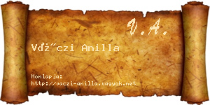 Váczi Anilla névjegykártya